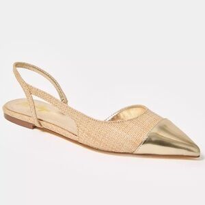 Lilly Pulitzer Metallic Gold Pointed Toe Slingback Flats